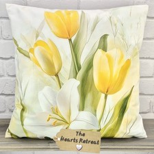 YELLOW LILY TULIP CUSHIONS COUNTRY COTTAGE FLORAL PEONY VELVET CUSHION COVERS