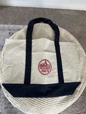 Trader Joe's Reusable Canvas Eco Tote Bag Heavy Duty Bag Blue White