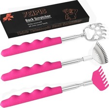 3 Pack Different Back Scratcher Metal Portable Telescoping Pink