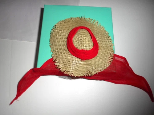 Vintage BARBIE OPEN ROAD #985 STRAW HAT WITH ATTACHED RED SCARF