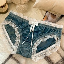 5 Packs Lot Womens Sexy Knickers Panties Briefs Ruffled Bow Satin Lace Underwear