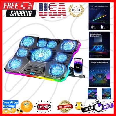 Whisper-Quiet Laptop Cooler with 10 RGB Modes & LCD Display - Perfect for Gamers