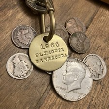 1966 Plymouth Barracuda Custom Solid Brass Keyring Tag Fob 66 A