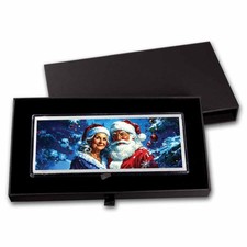 4 oz Silver Colorized Bar - Patriotic Santa & Mrs. Claus Estate 83.84 per troy oz