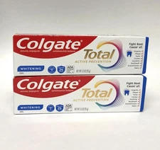 2X Colgate Total Active Prevention Whitening Gel Toothpaste, 3.3oz