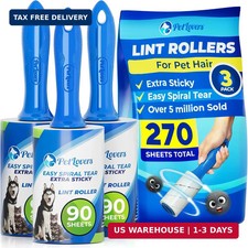 PetLovers Extra Sticky Lint Roller Value Set 270 Sheets for Pet Hair Removal and