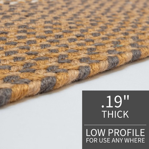 Alfombra trenzada marrón, gris para interiores y exteriores para patios, porches y cocinas - Bradfo - Imagen 16 de 17