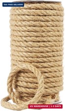 Natural Jute Twine, 8MM x 50FT Jute Rope Roll, Heavy Duty Thick Twine for Cat Sc