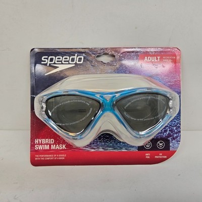 Speedo Hybrid Swim Mask Blue Adult Goggles Anti Fog UV Protection