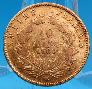 Frankreich 10 Francs 1860 BB Napoleon III 3 23 Gramm 900 Gold Ss