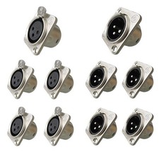 XLR 3Pin Female-Male Panel Mount Chassis Audio Connector Nickel Plated Housing