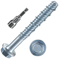 3/8" x 4" Zinc Plated Large Diameter Concrete Screw Actual Thickness 1/2"(12m...