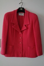 CHANEL Vintage Pink Jacket S Leather Blazer Classic Elegant Designer