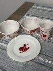 Vintage Hazel Atlas Milk Glass Children’s Dishes Animals Cowboy Bowls Tumblr Lot