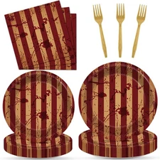 100Pcs Halloween Carnival Paper Plates and Napkins Bloody Circus Party Decora...