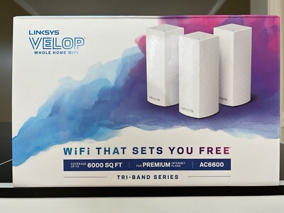 Linksys Velop Tri-band Series Intelligent Mesh WiFi System, White, 3 Pack AC6600