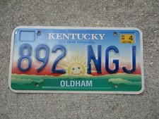 Kentucky SUN  license plate  #   892  NGJ