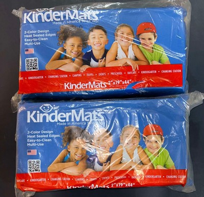 TWO 2 Sealed KinderMat Jr Child Nap Mats 2'' Camping Daycare Daydreamer Teal/Blue