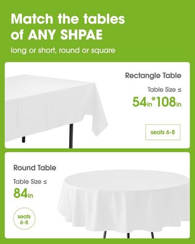 Pureegg Plastic Table Cloth Disposable 10 Pack 54 x 108 Inch Table Cloths Par... - Picture 2 of 9