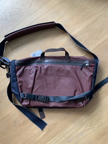 New Hackett Messenger Bag In Burgundy/Navy/Brown - Picture 8 of 9