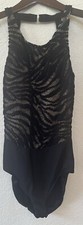 VTG Rose Marie Reid Black 1PC Swimsuit Low Back Sz 12 Crochet Front 80 s