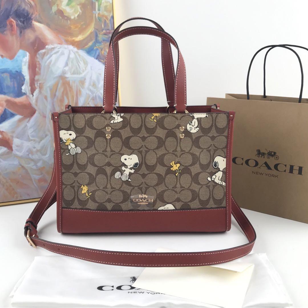 Coach CE862 Snoopy Tote Bag in Signature Canvas with Smooth Leather Trim  