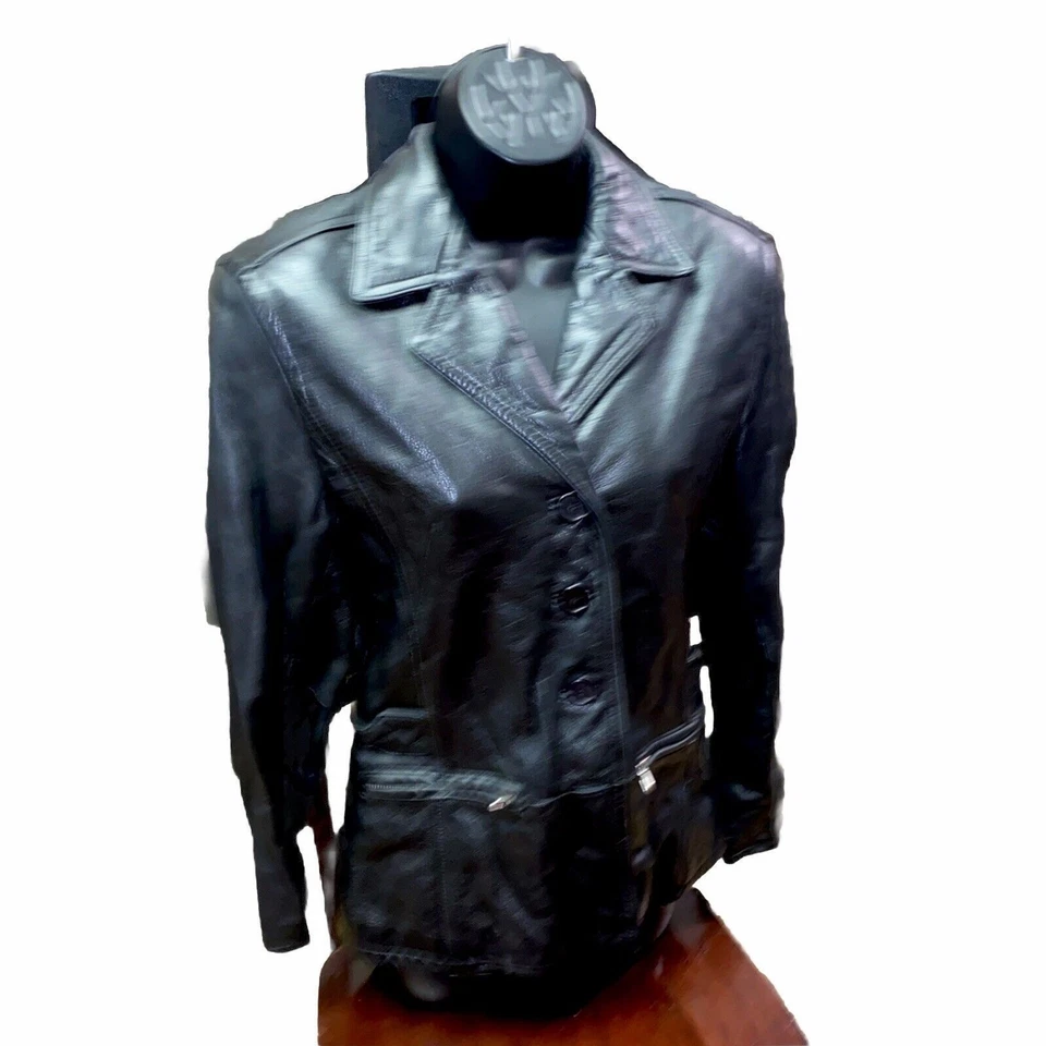 Chaqueta de moto para mujer MS. Máxima talla pequeña cuero negro Foto 3 de 4