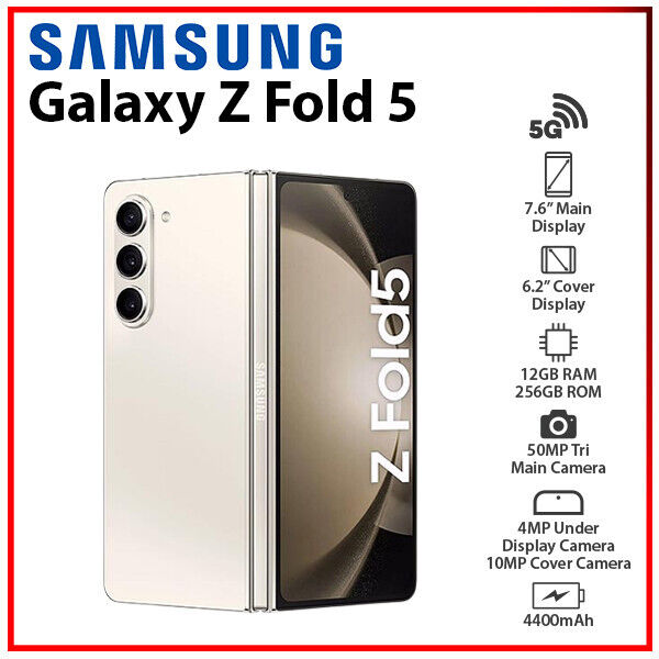 New) Samsung Galaxy Z Fold5 5G CREAM 12GB+256GB Dual SIM New) Samsung Galaxy Z Fold5 5G CREAM 12GB+256GB Dual SIM