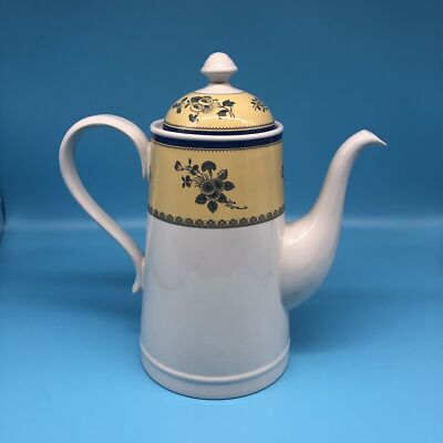 SPODE COFFEE POT ALBANY DESIGN S3670-AO MADE IN ENGLAND BLUE & YELLOW NWOT