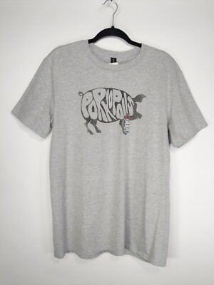 Anvil Cincinnati Porkopolis Graphic Gray Short Sleeve T Shirt Size L NWT