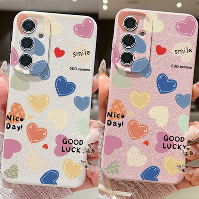 Case For Samsung Galaxy S25 S24 Ultra S23 FE S22 S21 Plus Cute Heart Soft Cover