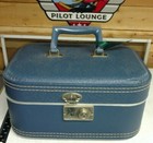 Vintage blue travel case, carry on, makeup case, luggage,used