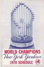 1978 NEW YORK YANKEES BASEBALL LARGE FORMAT SCHEDULE 