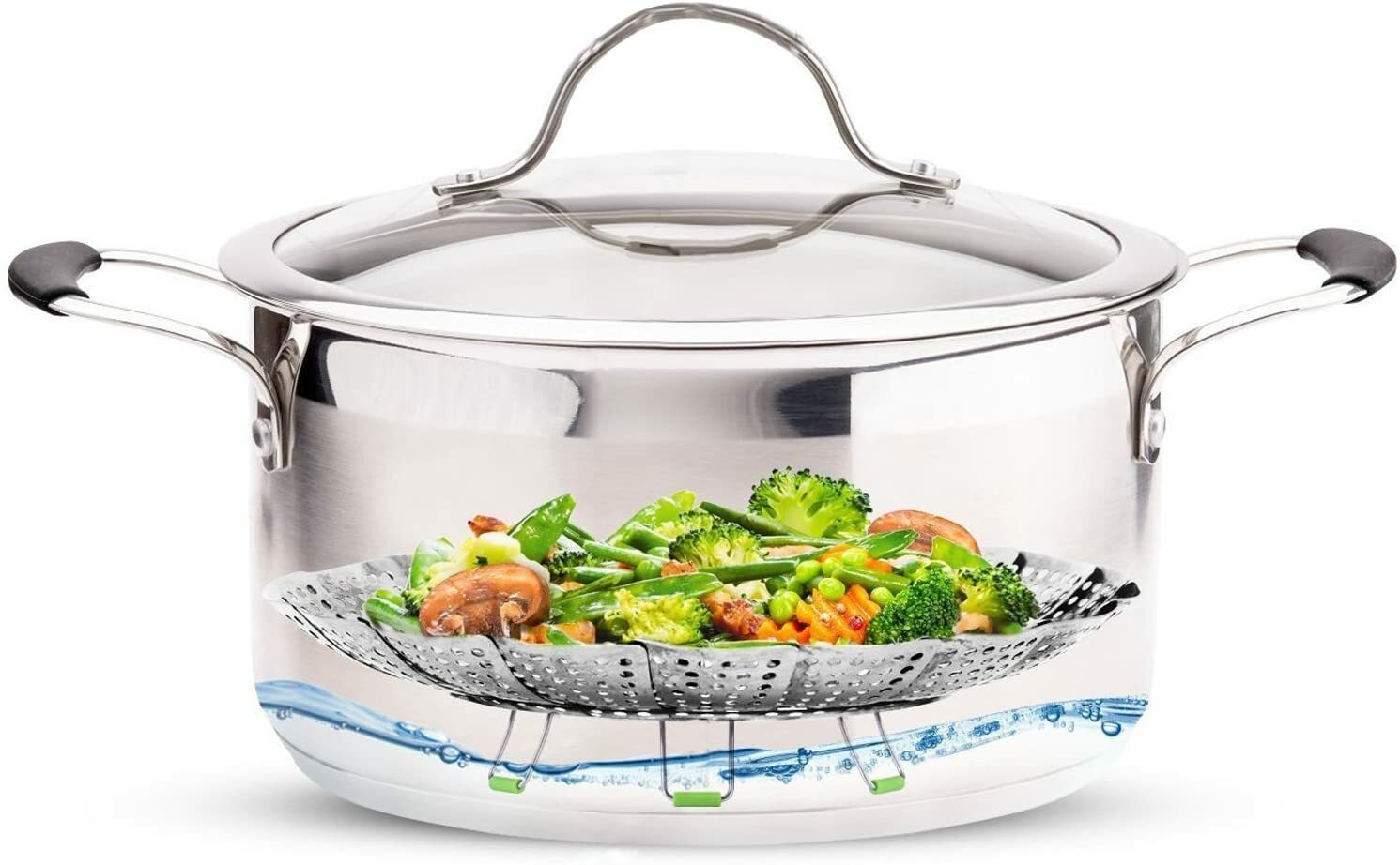 Stainless Steel  kitchen Basket Vegetable Seafood Cooking Steamer 5"- 7" inch