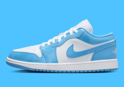 Nike Air Jordan 1 Retro Low SE White Legend Blue Patent Nby FZ2138-114 Men's