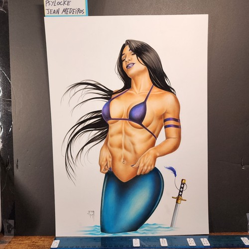 4-01-26 .1867. original 11x17 drawn 1/1 art sketch by jean medeiros of psylocke