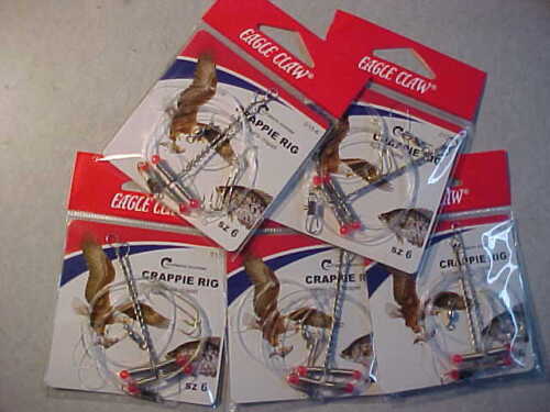 5 NEW PACKS   Eagle Claw Crappie Rigs Panfish Fishing Rigs  SIZE 6 - Afbeelding 1 van 3