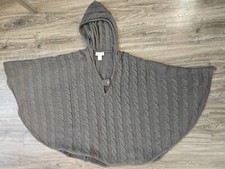Soft Surroundings Cable Knit Hooded Poncho Sweater Charcoal Gray Small / Medium