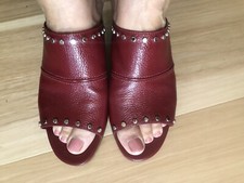 Brighton Dark Red Studded Mules with Heel slightly used