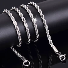 Solid Twist Rope Chain Necklace Pendant Necklace Chain Fashion Jewelry Silver