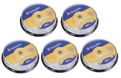 50 Verbatim Rohlinge DVD+RW wiederbeschreibbar 4x 120 Minuten DVD SERL Discs Spindel 43488