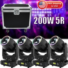 2PCS 200W 8 Prism Moving Head LED Gobo Beam Stage Lights DMX Disco  Flight Case