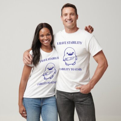 I have stability ability to stab funny duck and knife t-shirt