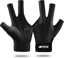 Billiard Pool Glove for Left Hand 3 Finger, Durable Double Medium, Black