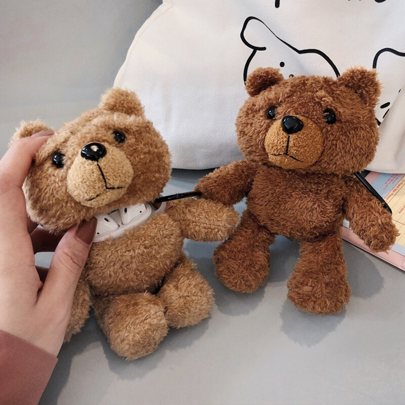Cute Teddy Bear Plush Earphone Protective Cover For Apple AirPods Pro  Case
