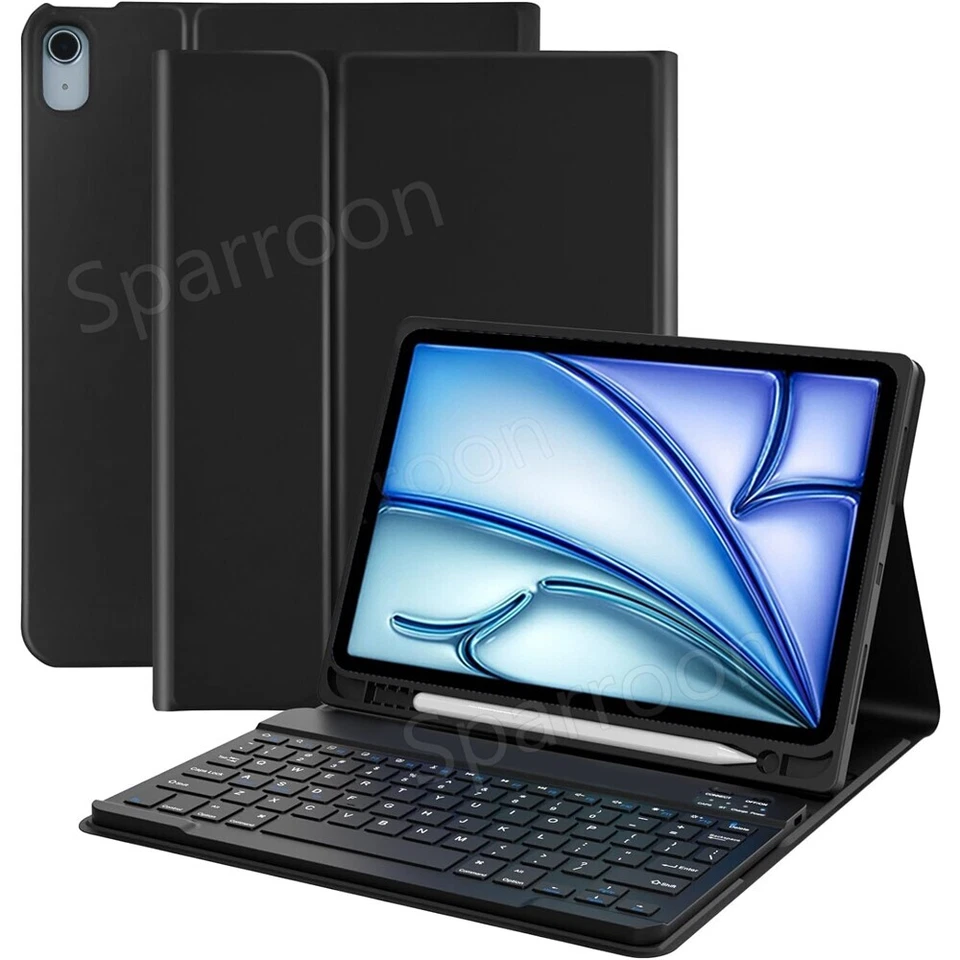 For iPad 7/8/9/10/11th Gen A16 M3 Air 4 5 6 Pro 11 Bluetooth Keyboard Case Cover - Image 4 of 4