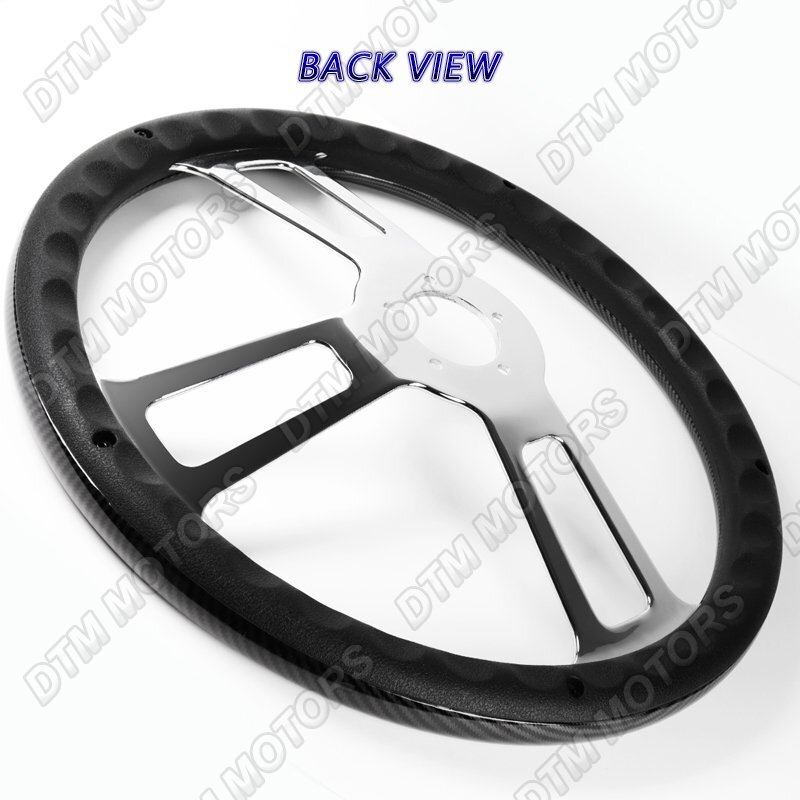 WPower 18" Carbon Fiber Look Grip 5Hole Chrome 3Spoke Vintage