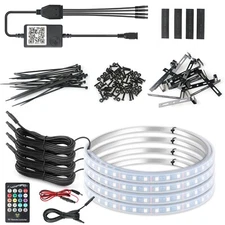 15'' RGB Wheel LED Light For Truck Ring Rim Lights Brake & Turn Signal Bluetooth