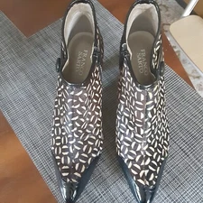 FRANCO SARTO geometric circular patterned booties leather and horse hair size 9