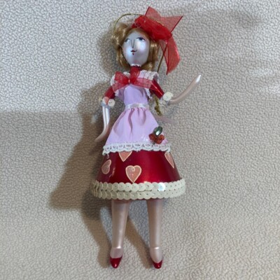 Ladies With Elegance Collection Glass Ornament Pink/Red Hearts Sequins